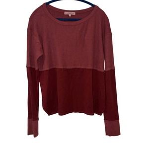 RED HAUTE BURGUNDY WAFFLE KNIT LOOSE FIT PULLOVER TOP MEDIUM